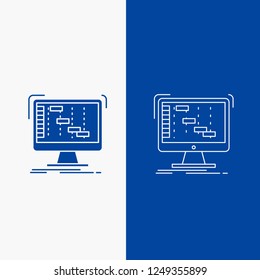 application, daw digital sequencer Line and Glyph web Button in Blue color Vertical Banner for UI and UX, website or mobile application
