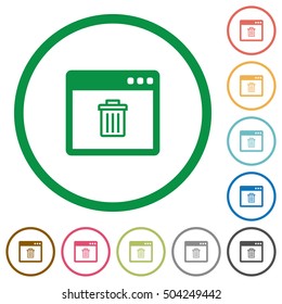 Application delete flat color icons in round outlines