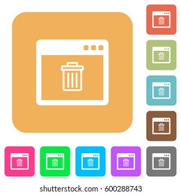 Application delete flat icons on rounded square vivid color backgrounds.