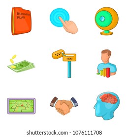 Application designer icons set. Cartoon set of 9 application designer vector icons for web isolated on white background