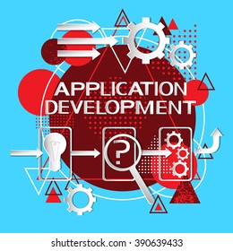 Application Development Concept Coding Abstract Background Vector Illustration