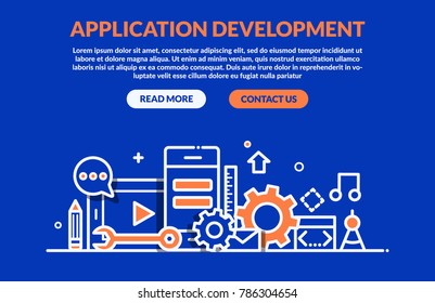 Application Development Concept for web page, banner, presentation. Vector illustration