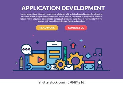 Application Development Concept For Web Site. Vector Illustration