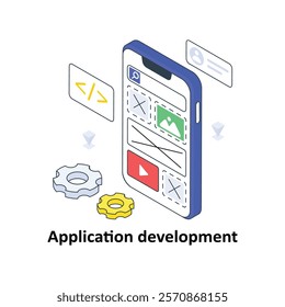 Application development isometric Colored illustration. EPS File stock illustration
