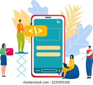 Application development mobile app people team vector illustration