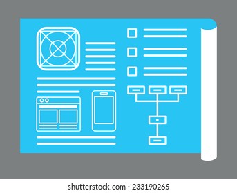 Application development for mobile devices. Sketch of application - vector illustration