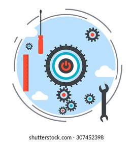 Application development, program debugging, SEO process flat design style vector concept