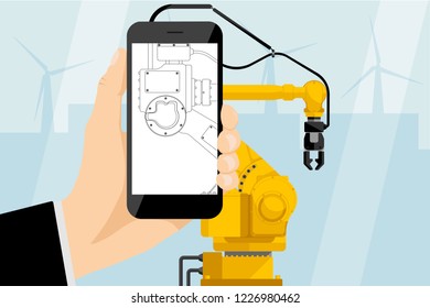 Application for the development of robots. Vector illustration