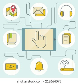 Application and devices infographics with icons