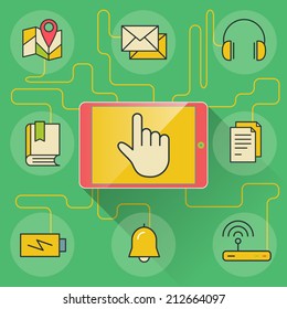 Application and devices infographics with icons