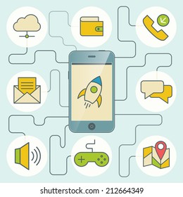 Application and devices infographics with icons