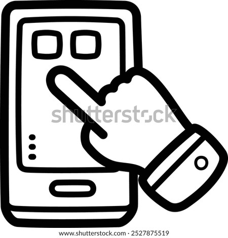 Application doodle vector icon and illustration