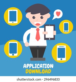 Application Download - Flat Design Elements. Vector Illustration.