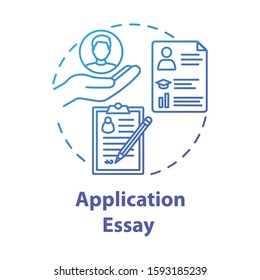 Application essay concept icon. Personal statement. Summary and curriculum vitae. Individual characteristics idea thin line illustration. Vector isolated outline drawing