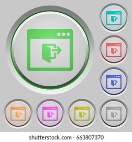 Application exit color icons on sunk push buttons