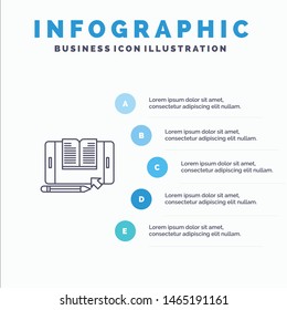 Application, File, Smartphone, Tablet, Transfer Line icon with 5 steps presentation infographics Background. Vector Icon Template background