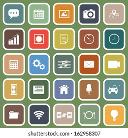 Application flat icons on green background, stock vector