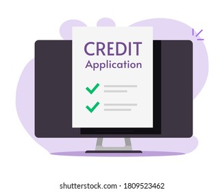 Application form for credit online vector, web internet loan financial report, success approved digital electronic mortgage money document agreement with check marks on computer pc screen