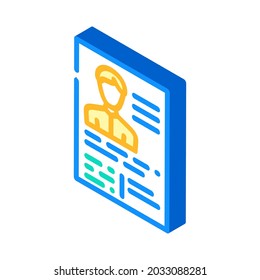 Anwendungsformular cv isometrische Icon Vektorgrafik. Antragsformular cv-Zeichen. einzelne Symbolillustration