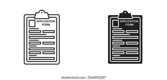 Application form icons in outline and fill. vector illustration for ui.