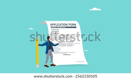 application form, job or internship registration at the company, business man using pencil fills out the application form