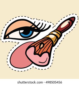 Application of Foundation with a brush on the skin