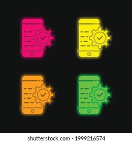 Application four color glowing neon vector icon
