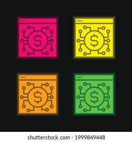 Anwendung vier farbglühende Neonvektorsymbol