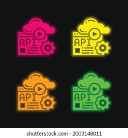 Icono de vector neonato brillante de cuatro colores de aplicación
