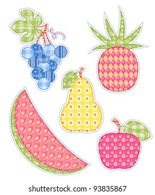 Application fruits set. Patchwork series. Vector illustration. Isolated on white.