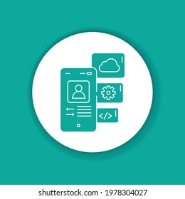 Application functions color glyph icon. Pictogram for web page, mobile app, promo. UI UX GUI design element.