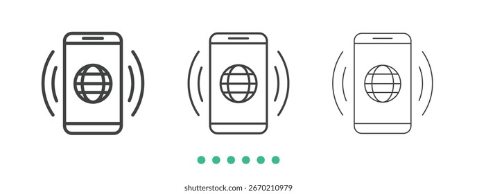Application globe icon. Thin line icon vector