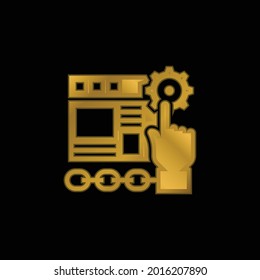 Icono metálico chapado en oro de aplicación o vector de logotipo