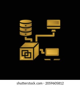 Application gold plated metalic icon or logo vector
