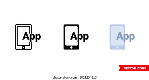 Application icon of 3 types: color, black and white, outline. Isolated vector sign symbol.