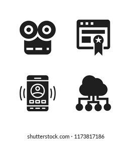 application icon. 4 application vector icons set. browser, movie player and cloud computing icons for web and design about application theme