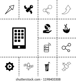 Application icon. collection of 13 application filled and outline icons such as calendar on phone, satellite, plant, arrow. editable application icons for web and mobile.