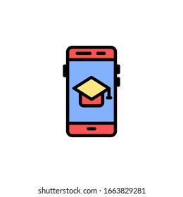 application icon. online learning icon. perfect for application, web, logo and presentation template. icon design filled line style