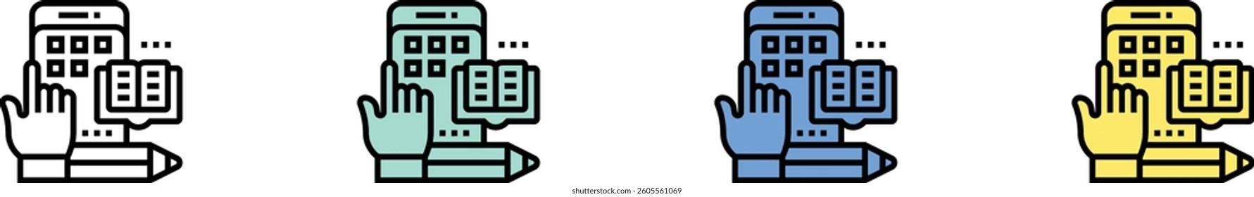 application icon. Outline, Green, Blue and Yellow Style Design Isolated On White Background