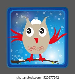 The application icon with owl. Vector illustration