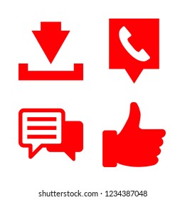 application icon set about telephone location, download, like and message vector set