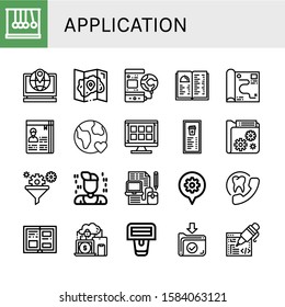 Application Icon Set. Collection Of Newtons Cradle, Laptop, Map, World, Menu, Curriculum, Earth, Grid, Data, Filter, Programmer, Appointment, History, Devices, Barcode Scanner Icons