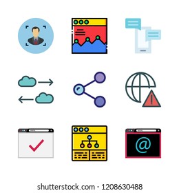 application icon set. vector set about user, notification, cloud computing and share icons set.