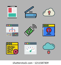 application icon set. vector set about cloud computing, scanning, smartphone and browser icons set.