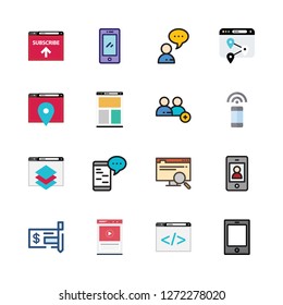 application icon set. vector set about smartphone, chat, add user and browser icons set.