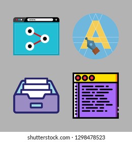 application icon set. vector set about inbox, browser and text editor icons set.