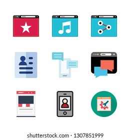 application icon set. vector set about smartphone, chat, browser and curriculum icons set.