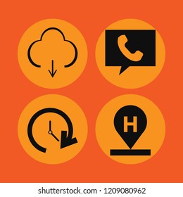 application icon. application vector icons set update time, hotel location, download and phone