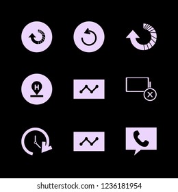 application icon. application vector icons set reload arrow, hotel location, phone and empty battery