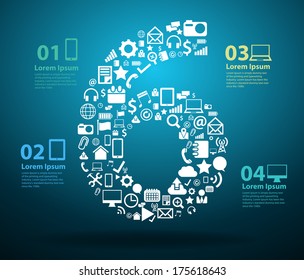 Application icons alphabet letters number 6 design, Technology business software and social media networking online concept, Vector illustration modern template design 